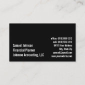 Professionele Stijlvolle Financiële Planner Accoun Visitekaartje (Achterkant)