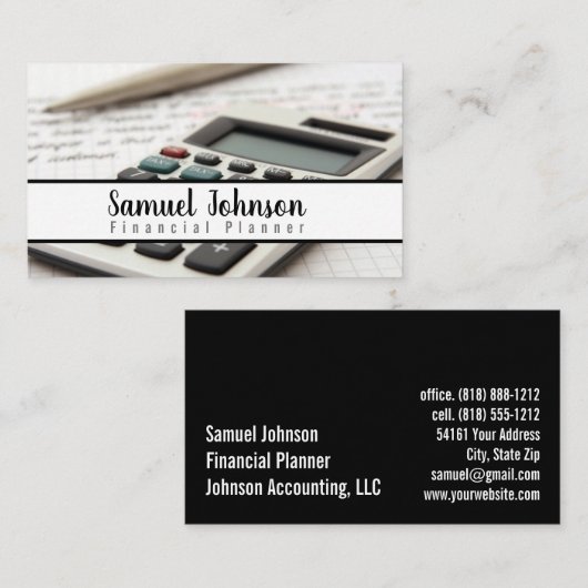 Professionele Stijlvolle Financiële Planner Accoun Visitekaartje (Voorkant / Achterkant)