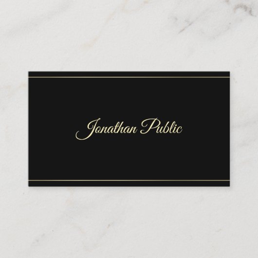Professionele stijlvolle Gold Hand Script Font Cla Visitekaartje (Voorkant)