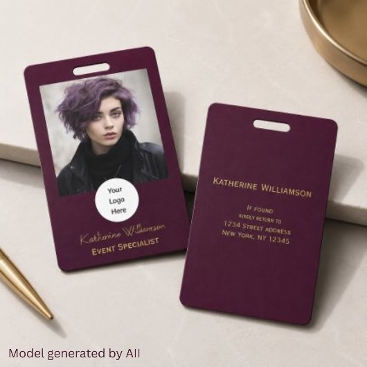 Professionele Stijlvolle Moderne Foto Burgundy Badge