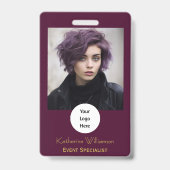 Professionele Stijlvolle Moderne Foto Burgundy Badge (Voorzijde)