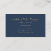 Professionele Stijlvolle Monogram Script Naam Goud Visitekaartje (Achterkant)