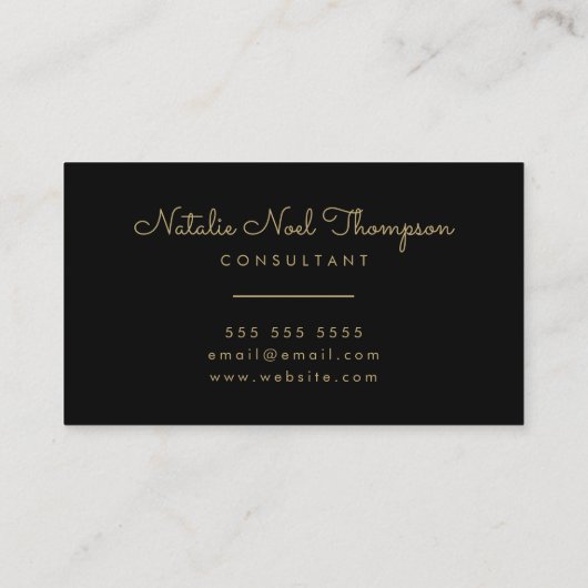 Professionele Stijlvolle Monogram Script Naam Goud Visitekaartje (Achterkant)