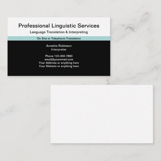 Professionele taalservices Vertaler Visitekaartje (Voorkant / Achterkant)
