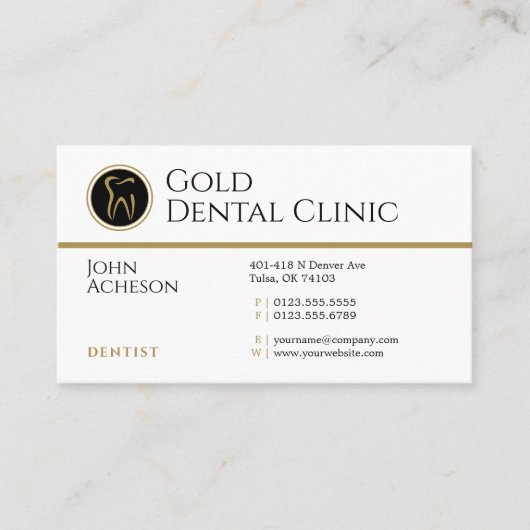 Professionele tandarts | Goud tandheelkundig liner Visitekaartje (Voorkant)