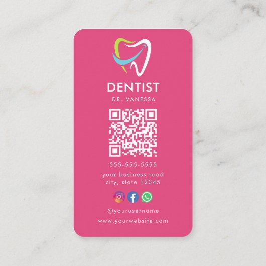 Professionele Tandarts Logo Tandheelkundige QR Cod Visitekaartje (Achterkant)