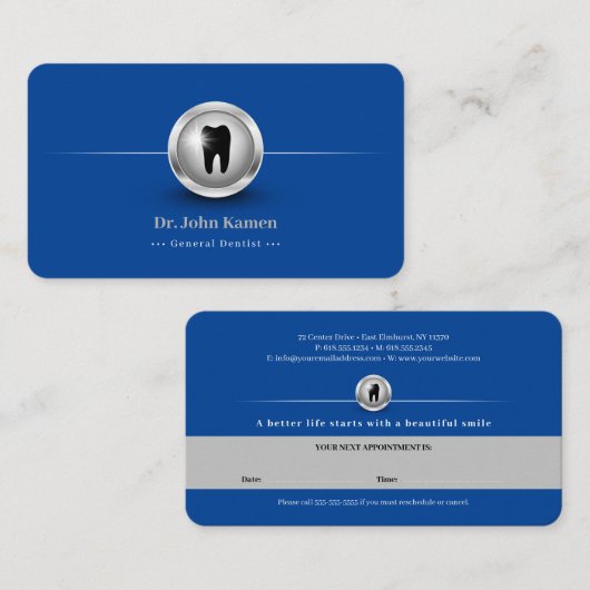 Professionele tandheelkunde | Blauwe Dentist Afsprakenkaartje (Voorkant / Achterkant)
