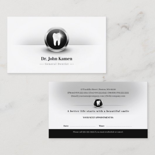 Professionele tandheelkunde | Dentist Afsprakenkaartje (Voorkant / Achterkant)