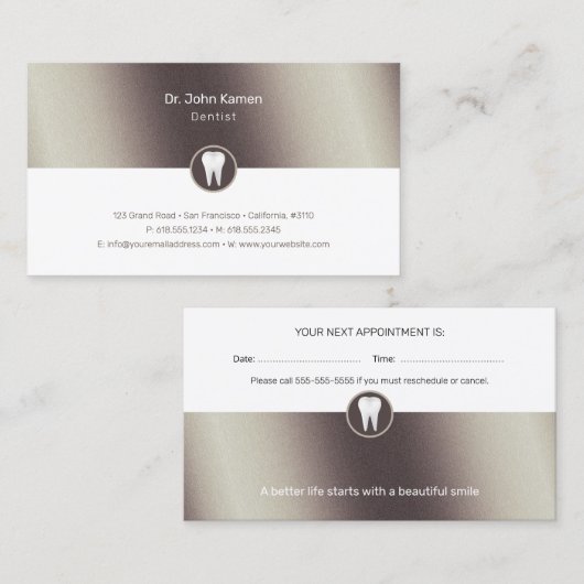 Professionele tandheelkunde | Gold Dentist Afsprakenkaartje (Voorkant / Achterkant)