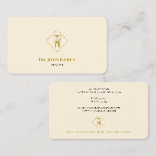 Professionele tandheelkunde | Uniek goud Visitekaartje (Voorkant / Achterkant)