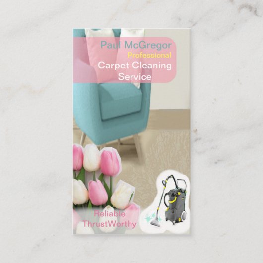 Professionele tapijtreinigingsservice visitekaartje (Voorkant)