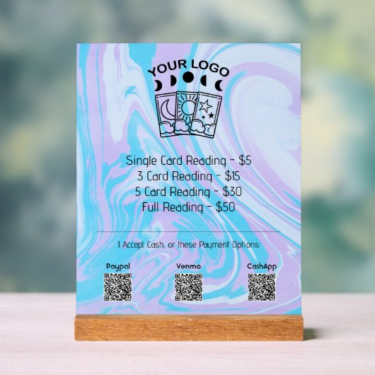 Professionele Tarot Reader Logo Roze prijslijst Acryl Bord (Neutraal)