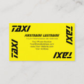 Professionele taxichauffeur in gele taxi visitekaartje (Achterkant)