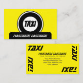Professionele taxichauffeur in gele taxi visitekaartje (Voorkant / Achterkant)