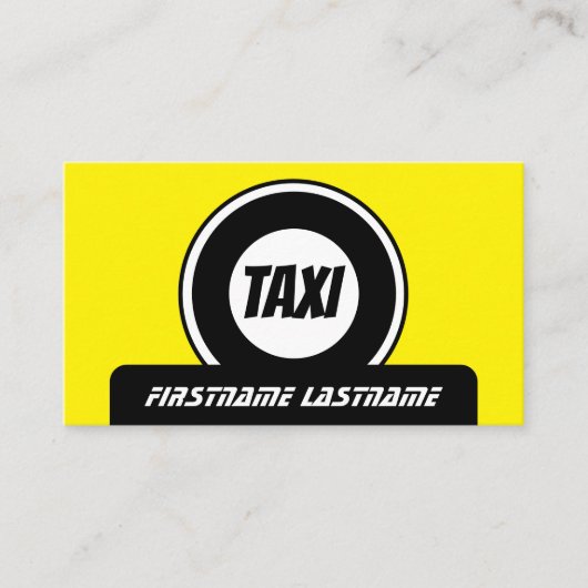 Professionele taxichauffeur in gele taxi visitekaartje (Voorkant)