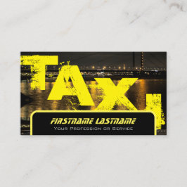 Professionele taxichauffeur in gele taxi visitekaartje