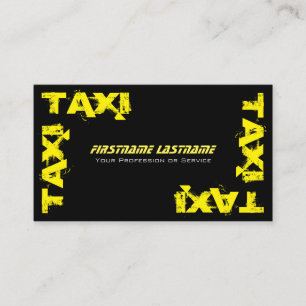 Professionele taxichauffeur in gele taxi visitekaartje