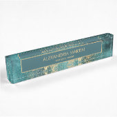 Professionele Teal Goud Grunge Abstract Naambordje
