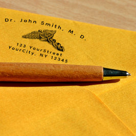 Professionele tekst met het symbool Caduceus met k Zelfinktende Stempel