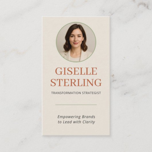 Professionele Terracotta Sage Groene Foto QR-code Visitekaartje (Voorkant)