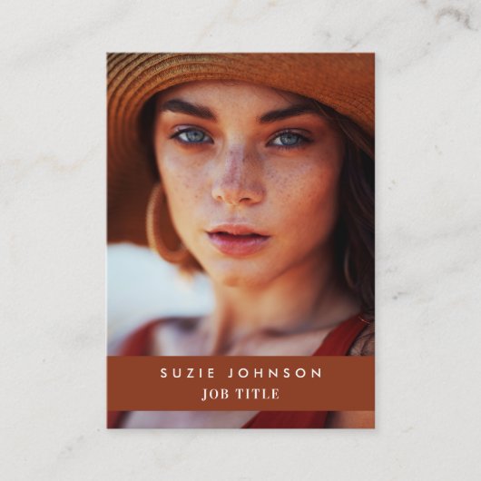 Professionele Terracotta Zakelijke Foto QR Code Visitekaartje (Voorkant)