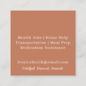 Professionele thuiszorgmedewerker vierkante visitekaartje (Achterkant)