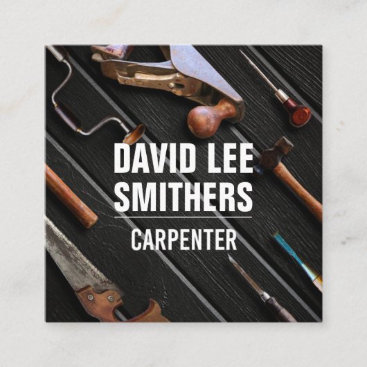 Professionele timmerwerktuigen vierkante visitekaartje (Voorkant)
