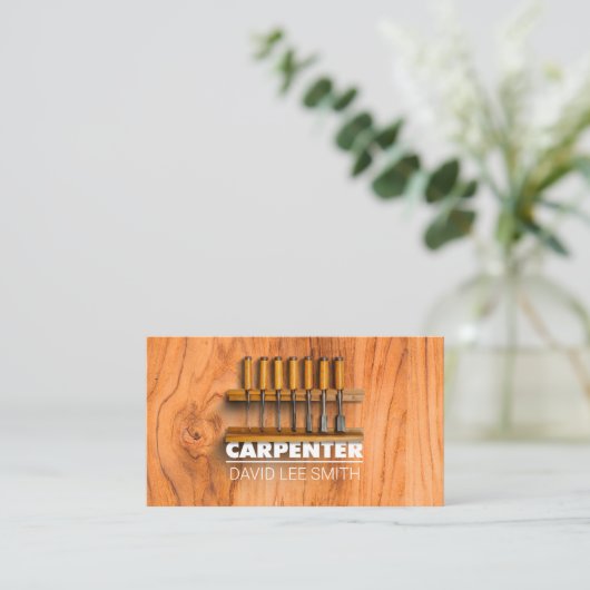 Professionele timmerwerktuigen visitekaartje (Staand voorkant)