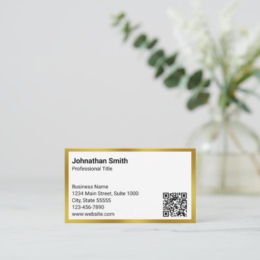 Professionele titel Contactgegevens Wit Goud QR-co Visitekaartje (Staand voorkant)