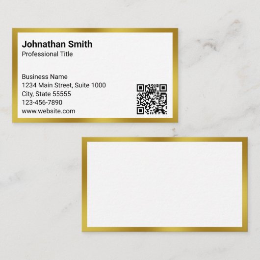 Professionele titel Contactgegevens Wit Goud QR-co Visitekaartje (Voorkant / Achterkant)