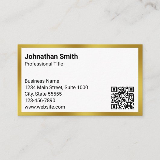 Professionele titel Contactgegevens Wit Goud QR-co Visitekaartje (Voorkant)