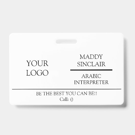 PROFESSIONELE TOLK-ID-BADGE BADGE (Voorzijde)