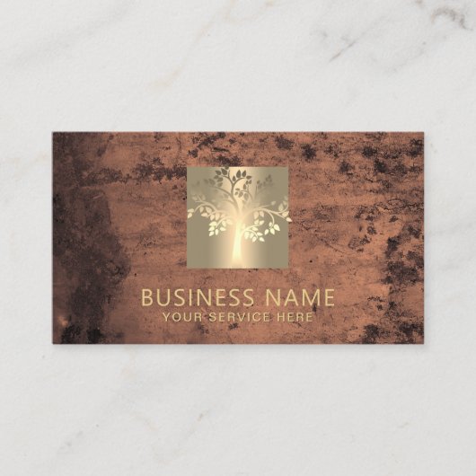 Professionele Tree Logo Modern koper en goud Visitekaartje (Voorkant)