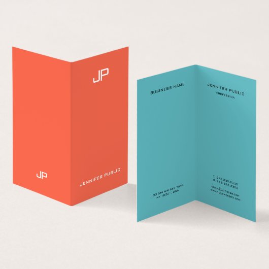 Professionele trendy elegante kleuren monogrammed visitekaartje (Binnen en buitenkant)
