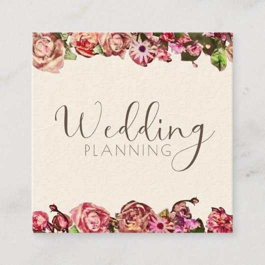 Professionele trouwplanner Elegant Blush & Pink Vierkante Visitekaartje (Voorkant)