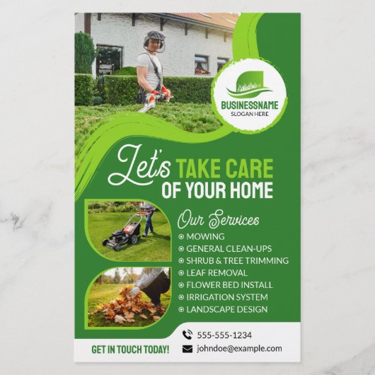Professionele Tuinieren Landscaping Lawn Care Mow Flyer (Voorkant)