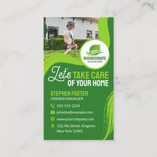 Professionele Tuinieren Landscaping Lawn Care Mow Visitekaartje (Voorkant)
