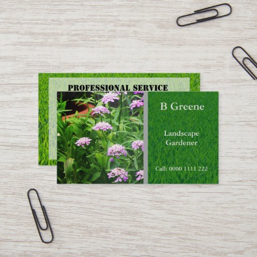 Professionele tuinservice visitekaartje (Voorkant / Achterkant in situ)