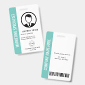 Professionele turquoise badge voor kantoor of bedr (Voor- en achterkant)