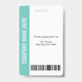 Professionele turquoise badge voor kantoor of bedr (Achterkant)