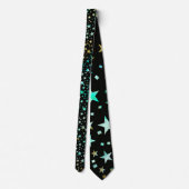 Professionele Turquoise Blue Faux Gold Stars Zwart Stropdas (Achterkant)