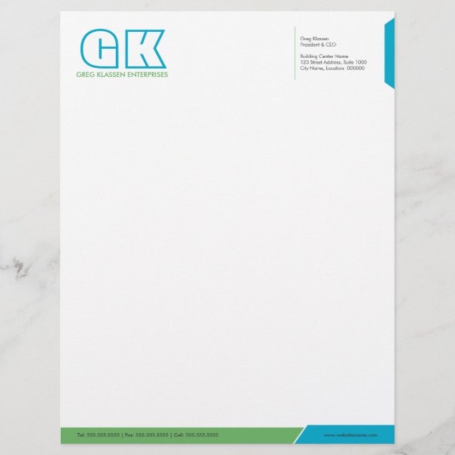 Professionele Turquoise & Groen Briefhoofd Sjabloon (Voorkant)
