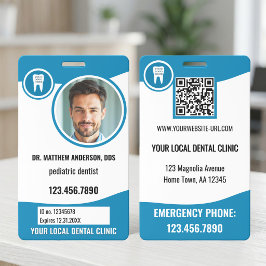 Professionele Turquoise Witte Tandartskliniek Foto Badge