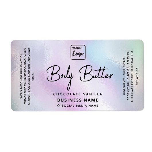 Professionele typografie holografisch logo l etiket (Voorkant)