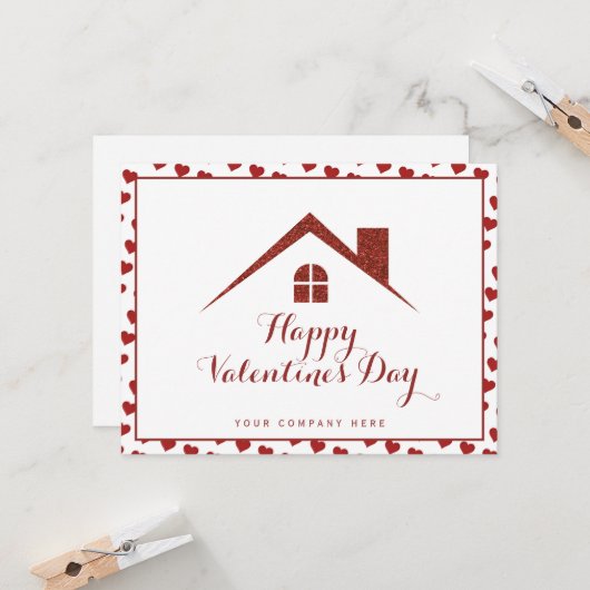 Professionele Valentijnsdag makelaarshuis Kaart (Voorkant / Achterkant in situ)