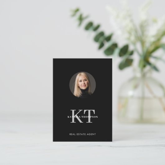 Professionele Vastgoed Foto Realtor Zwart Visitekaartje (Staand voorkant)