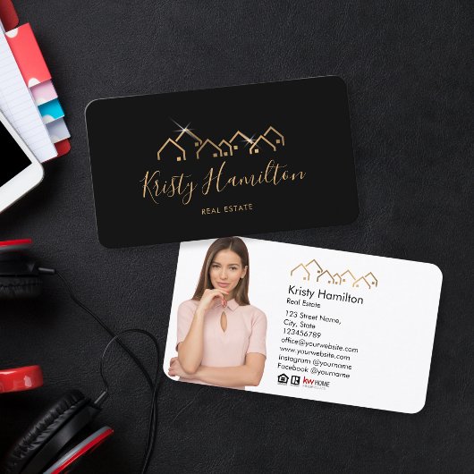Professionele vastgoedmakelaar Voeg foto toe logo Visitekaartje