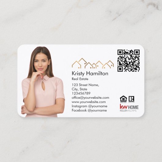 professionele vastgoedmakelaar voegt foto-QR-code  Visitekaartje (Achterkant)