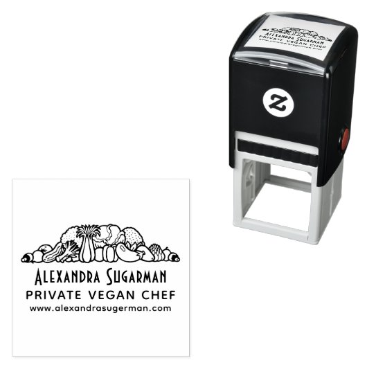 Professionele Vegan Chef Groenten Business Logo 1 Zelfinktende Stempel (In situ)