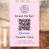 Professionele Venmo QR Code Scan om te betalen Log Raamsticker (Vel 2)